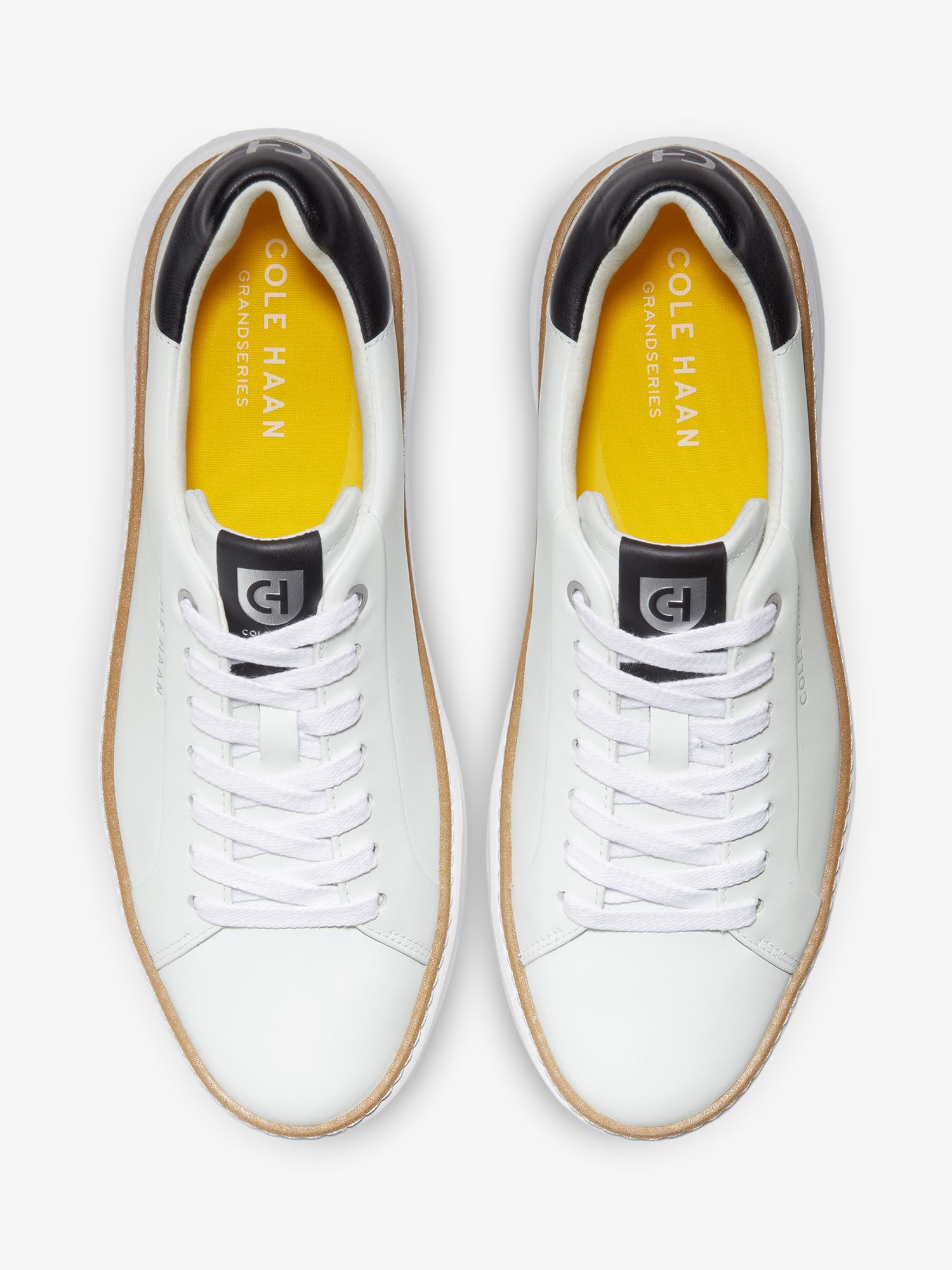 Cole Haan Top Spin Low Top Leather Trainers, White/Multi at John Lewis ...