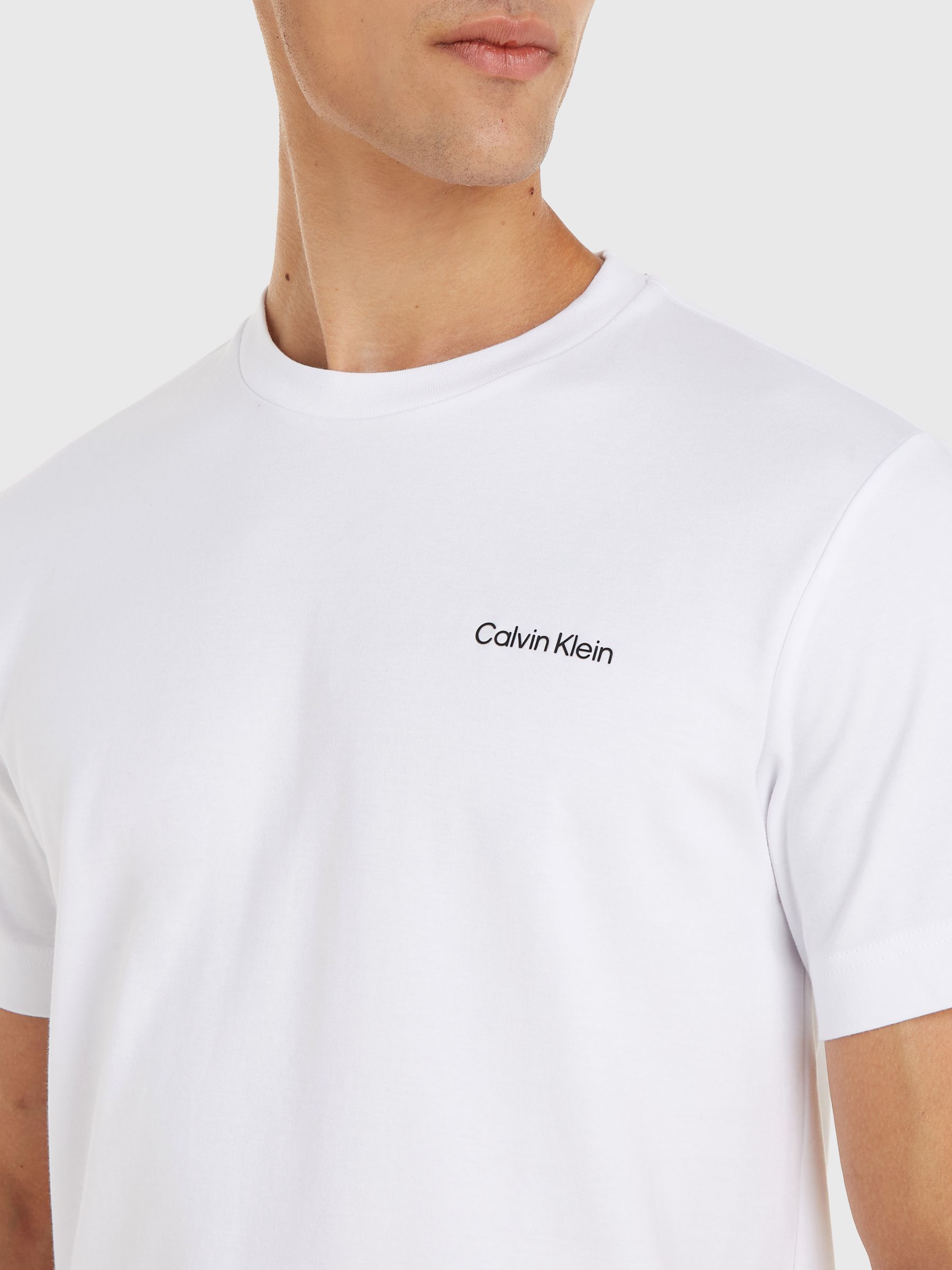 Calvin Klein Organic Cotton Micro Logo Interlock T-Shirt, Bright White at  John Lewis & Partners