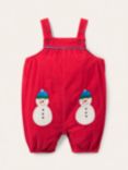 Mini Boden Baby Snowman Dungarees, Red