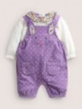Mini Boden Baby Bunny Spot Cord Dungaree Set, Purple
