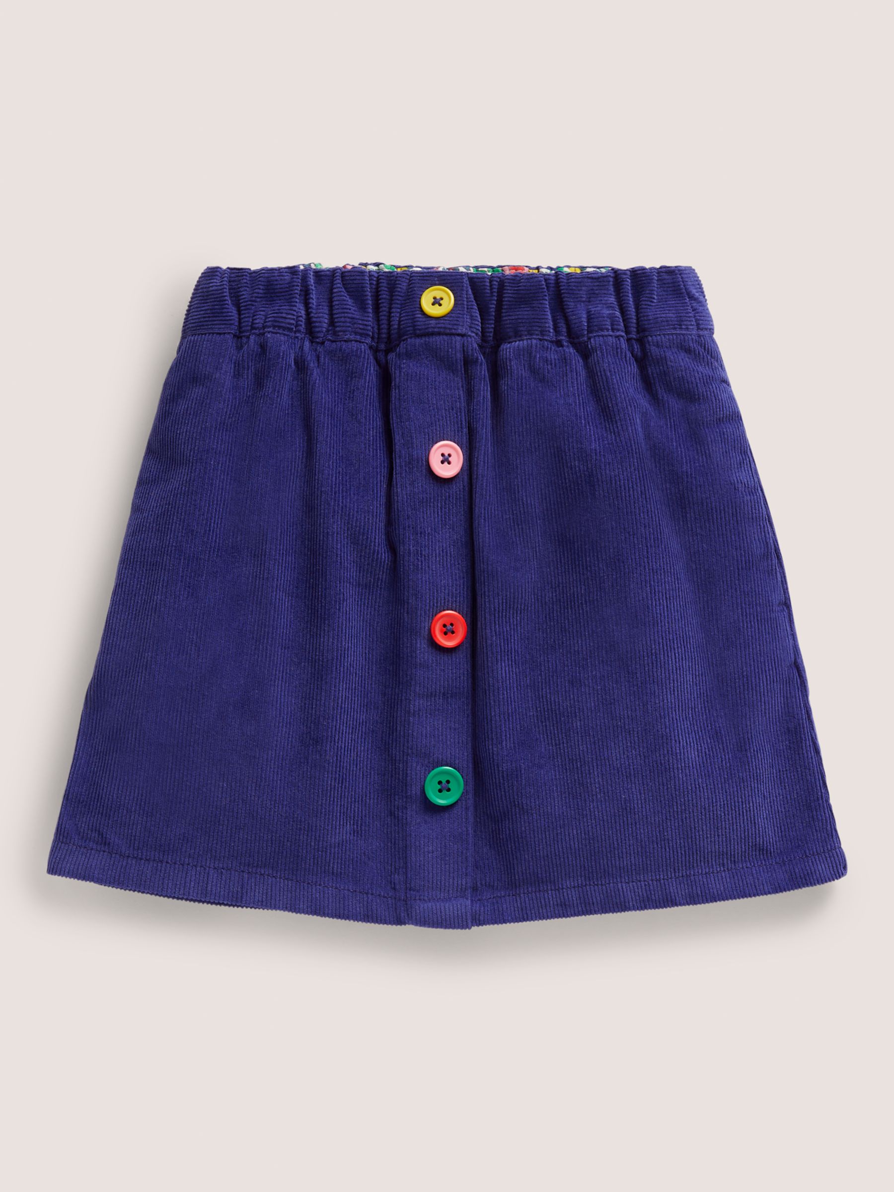 Mini Boden Kids' Cord Button Through Skirt, Starboard Blue