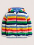 Mini Boden Kids' Stripe Reversible Fleece Hoodie, Blue/Multi