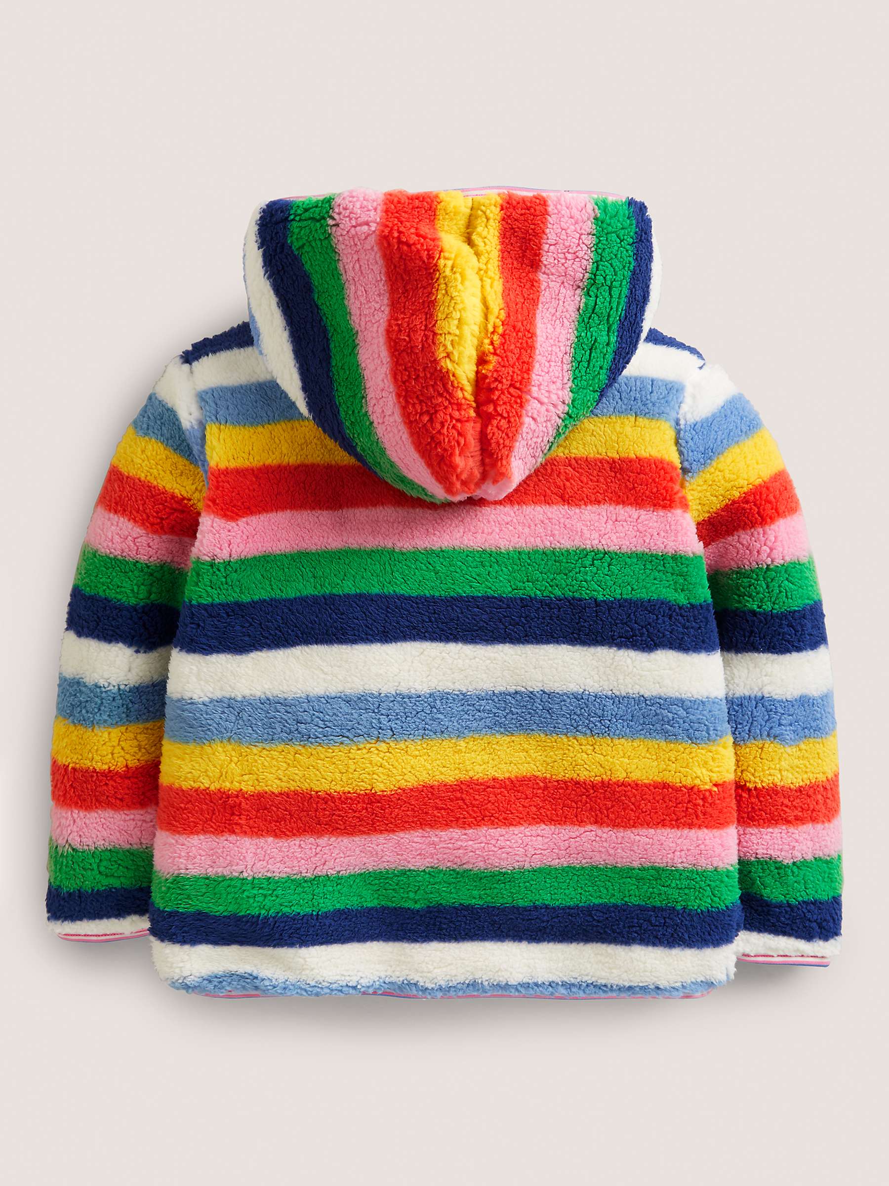 Buy Mini Boden Kids' Stripe Reversible Fleece Hoodie, Blue/Multi Online at johnlewis.com