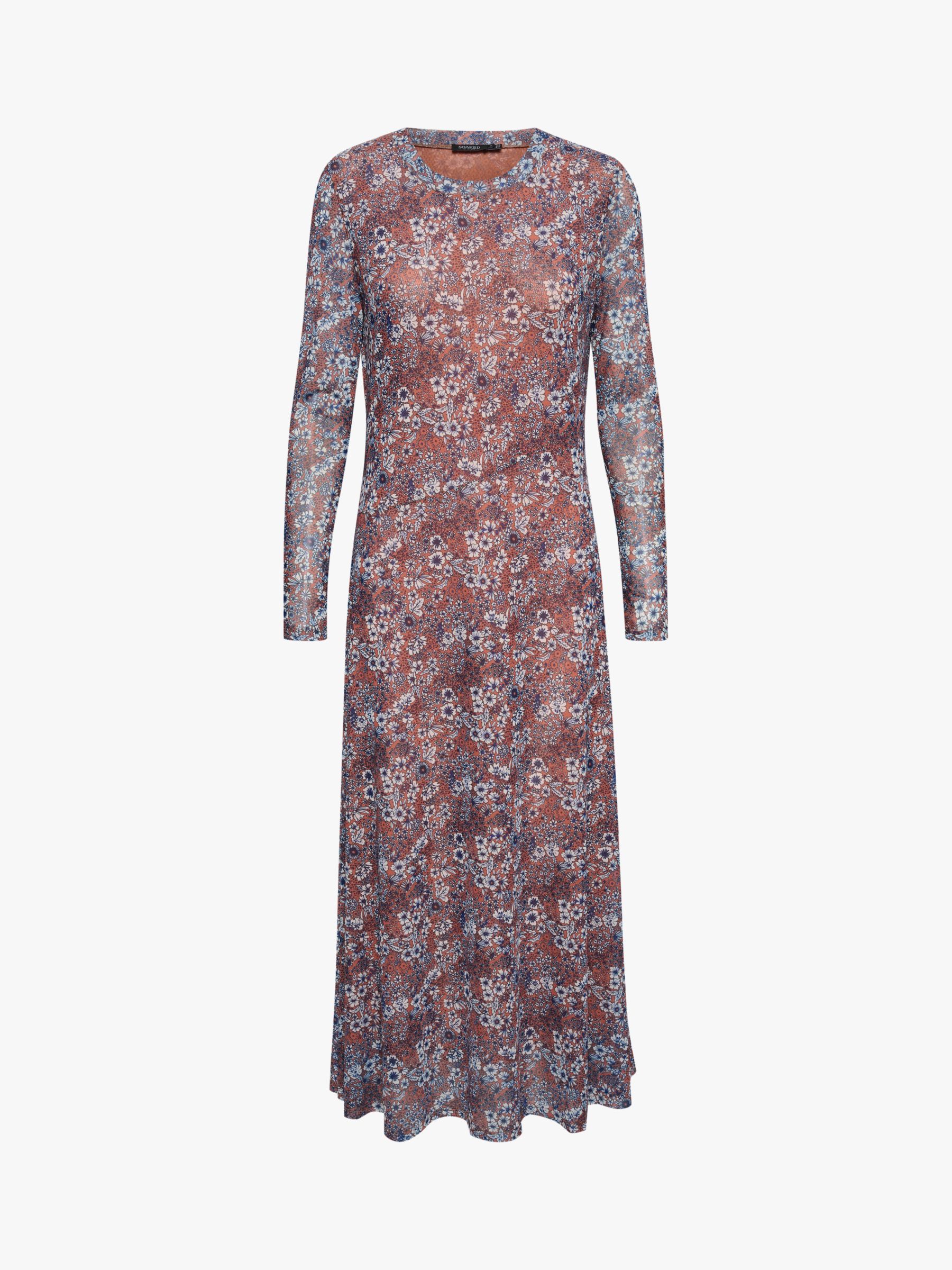 Soaked In Luxury Briley Arine Floral Midi Dress, Amber Brown at John ...