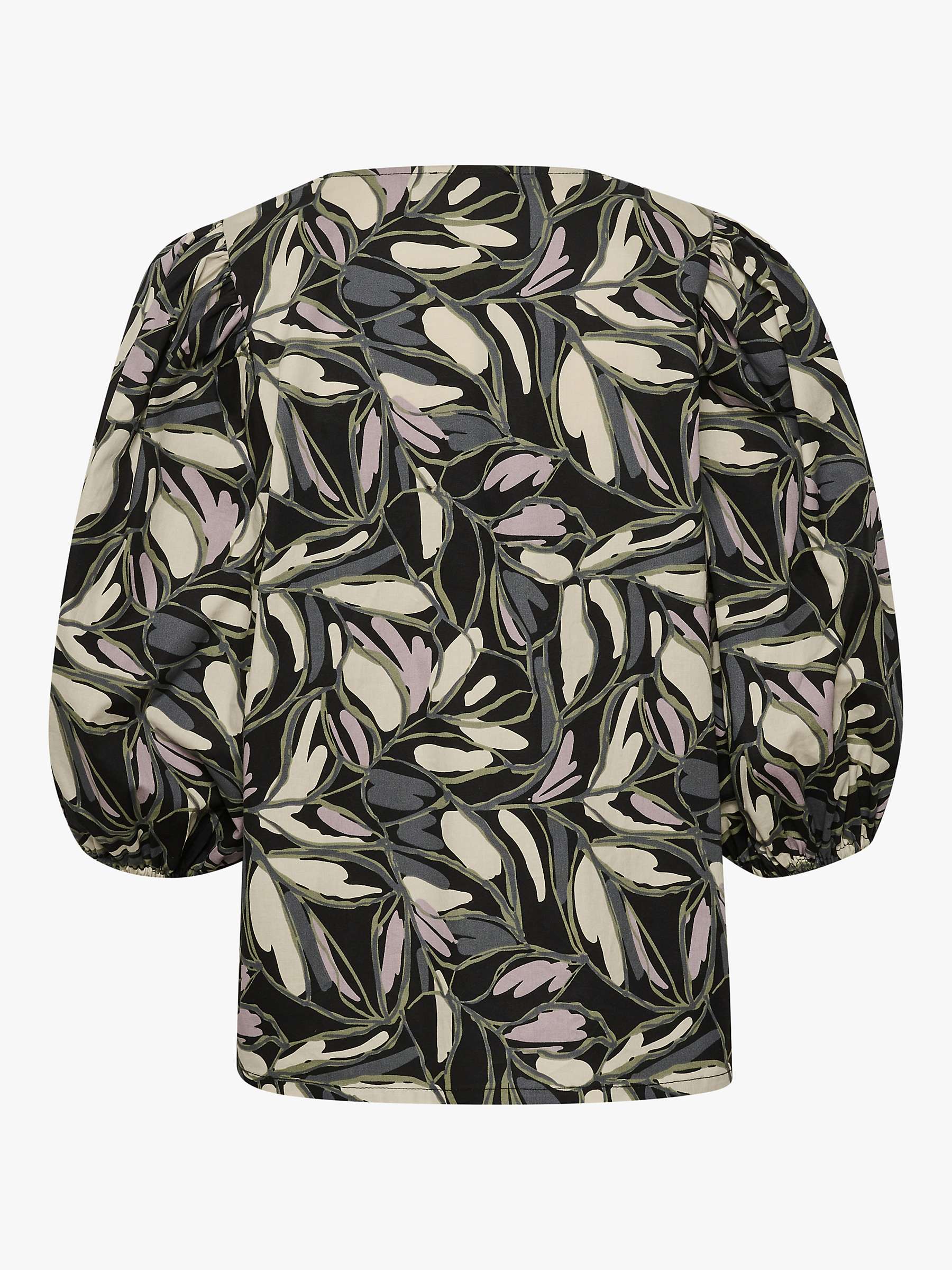 Buy Soaked In Luxury Frankie Puff Sleeve Blouse, Black Leaf Print Online at johnlewis.com