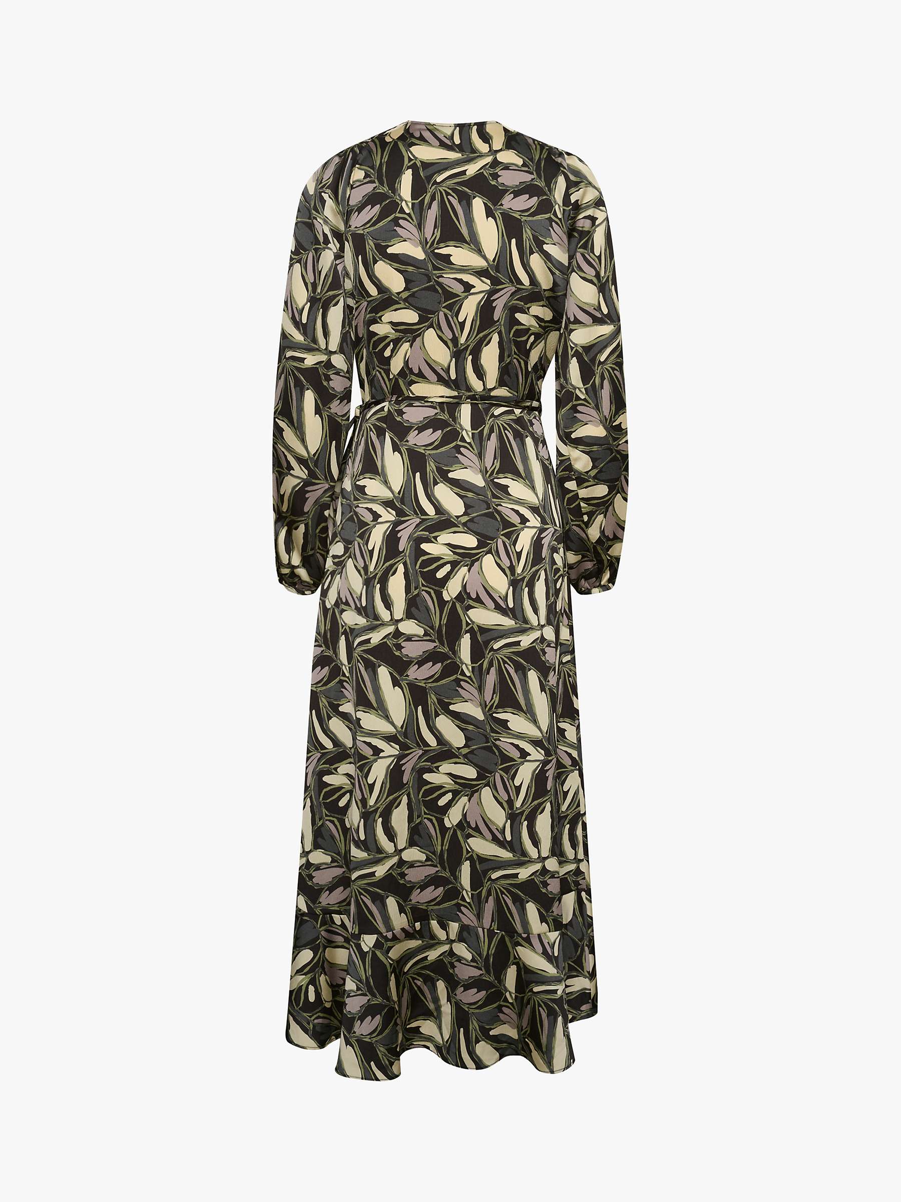 Buy Soaked In Luxury Karven Leaf Print Long Sleeve Midi Dress, Black/Multi Online at johnlewis.com
