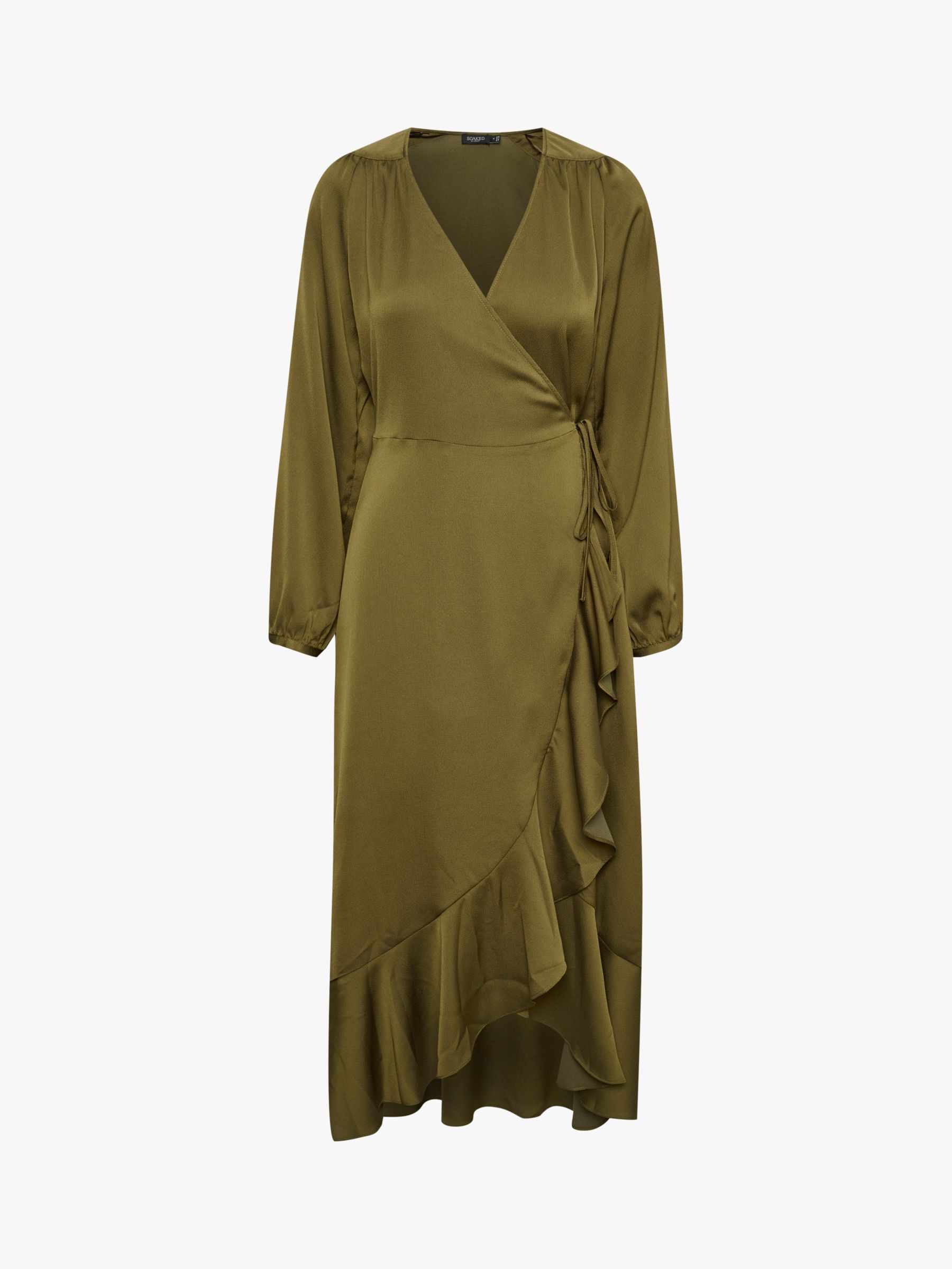 Buy Soaked In Luxury Karven Long Sleeve Ruffle Wrap Midi Dress, Beech Online at johnlewis.com