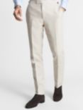 Reiss Fawn Linen Blend Herringbone Suit Trousers, Stone