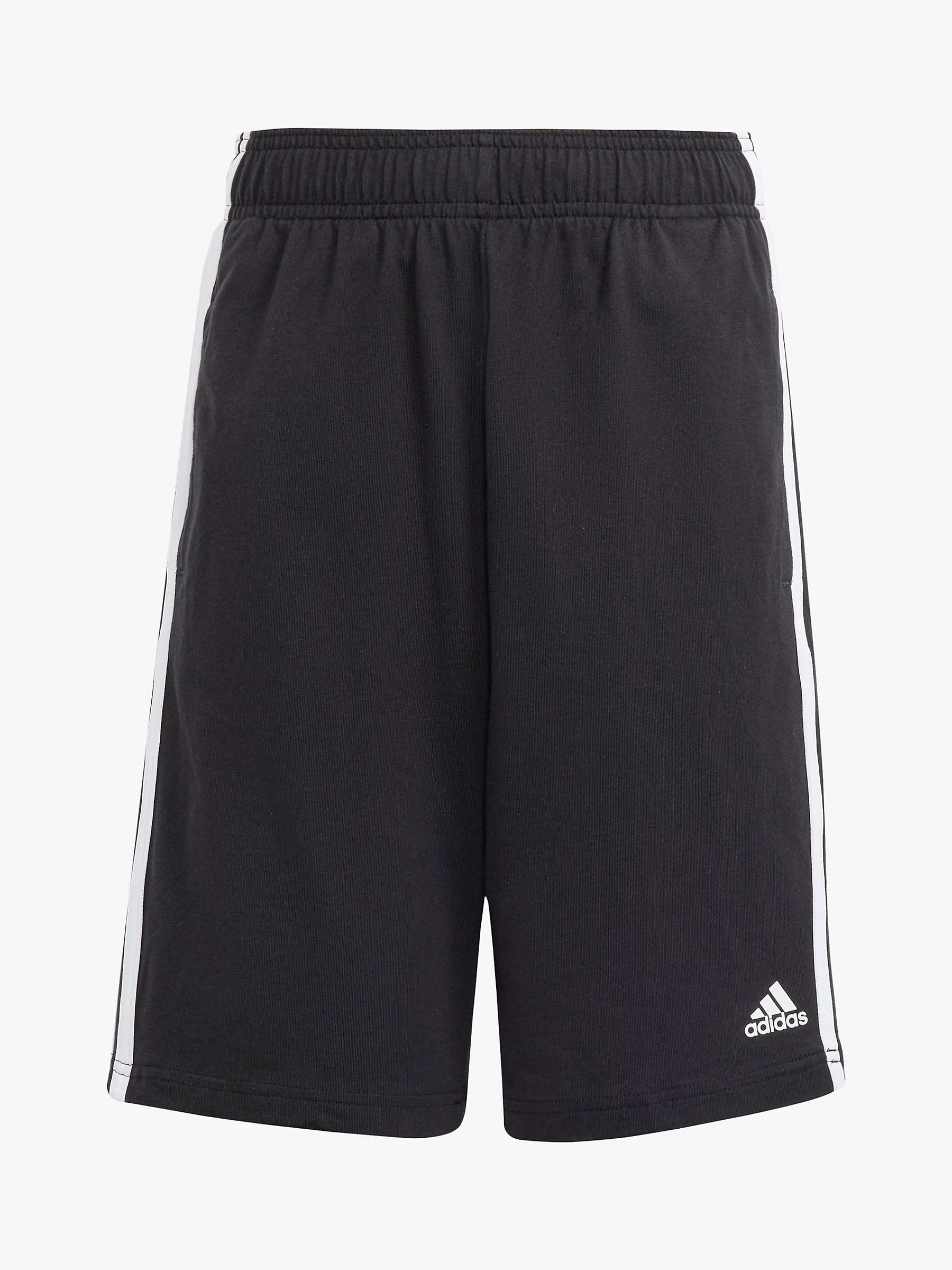 Buy adidas Kids' Stripe Cotton Shorts, Black Online at johnlewis.com