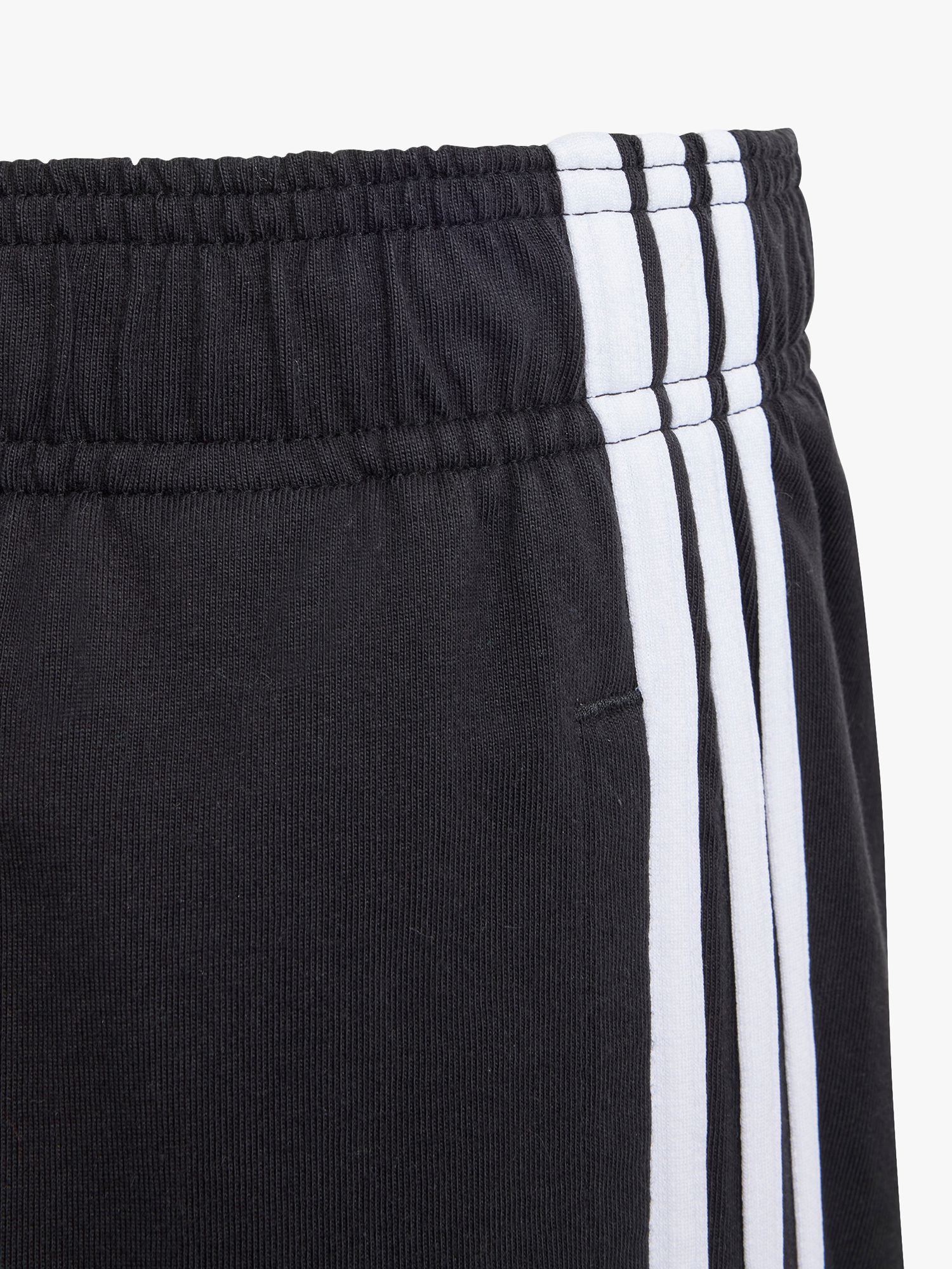 adidas Kids' Stripe Cotton Shorts, Black at John Lewis & Partners