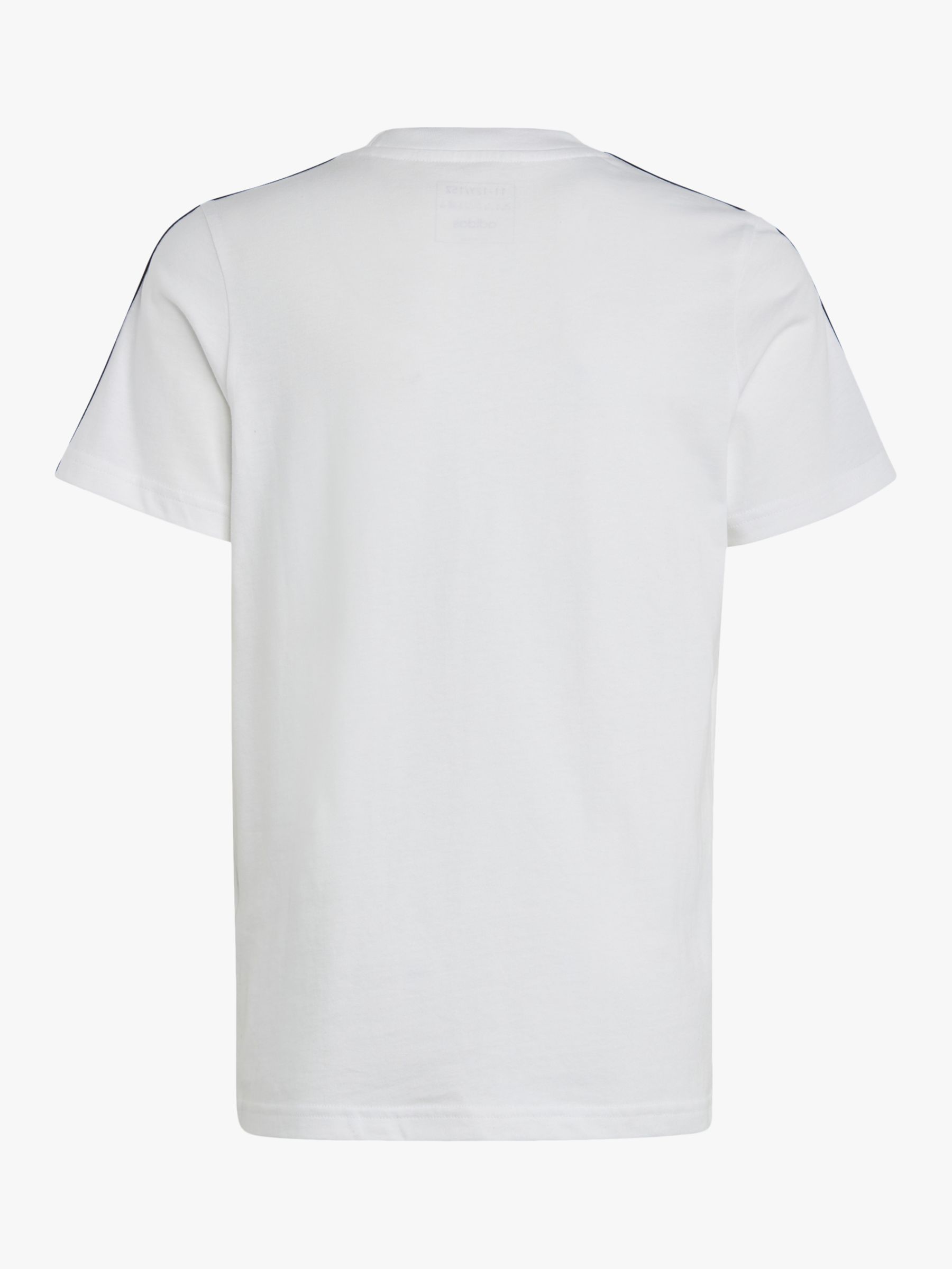 adidas Kids' Stripe Logo Cotton T-Shirt, White at John Lewis & Partners