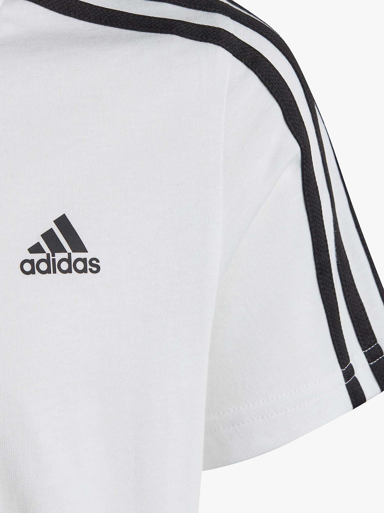 Buy adidas Kids' Stripe Logo Cotton T-Shirt Online at johnlewis.com