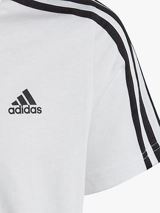 adidas Kids' Stripe Logo Cotton T-Shirt, White