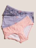 White Stuff Plain/Floral/Stars Shortie Knickers, Pack of 3, Multi