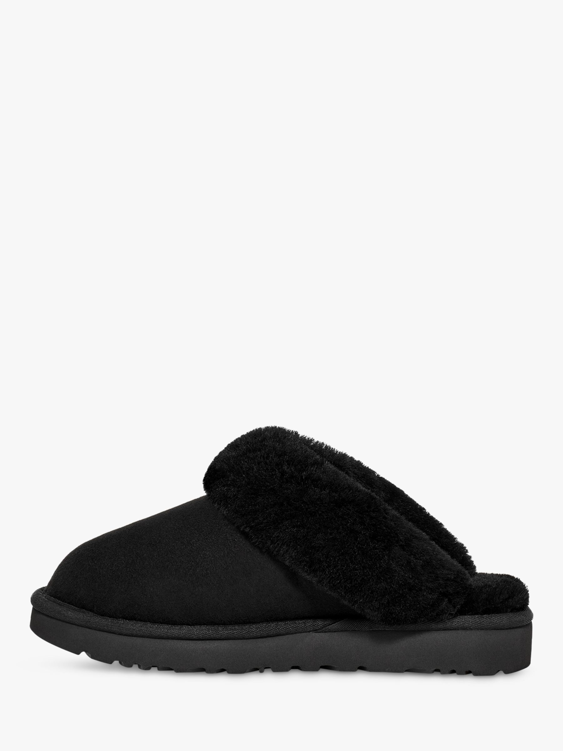 UGG Classic Suede Slippers, Black at John Lewis & Partners