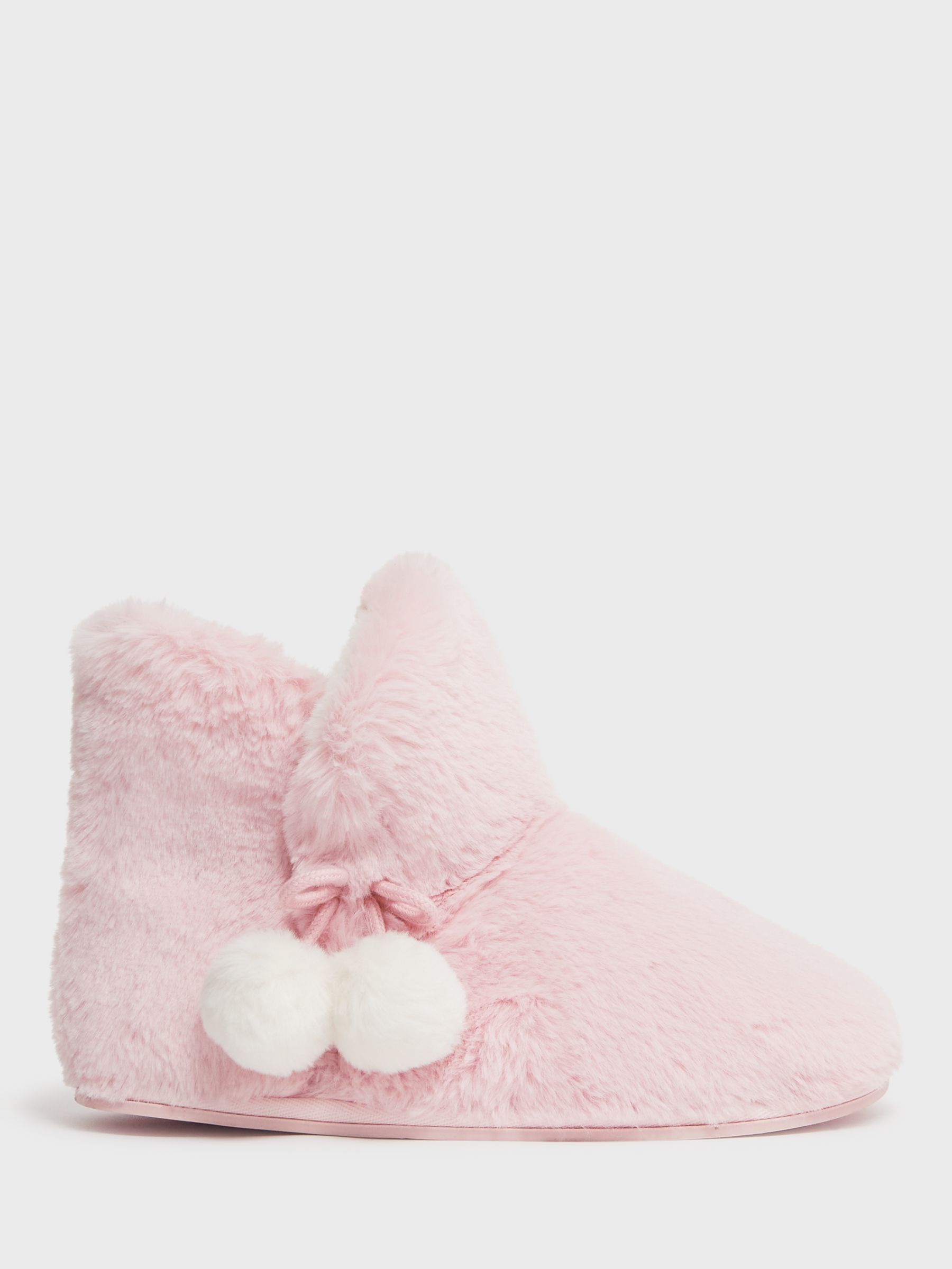 Pale Pink Warm Sweater Bra Fluffy Fur Slippers White Sheet Stock