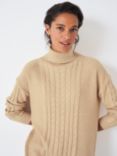 Crew Clothing Andrea Cable Knit Tunic Jumper, Light Brown