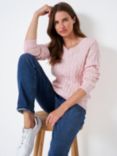 Crew Clothing Cashmere Blend Chunky Cable Knit Jumper, Pastel Pink, Pastel Pink