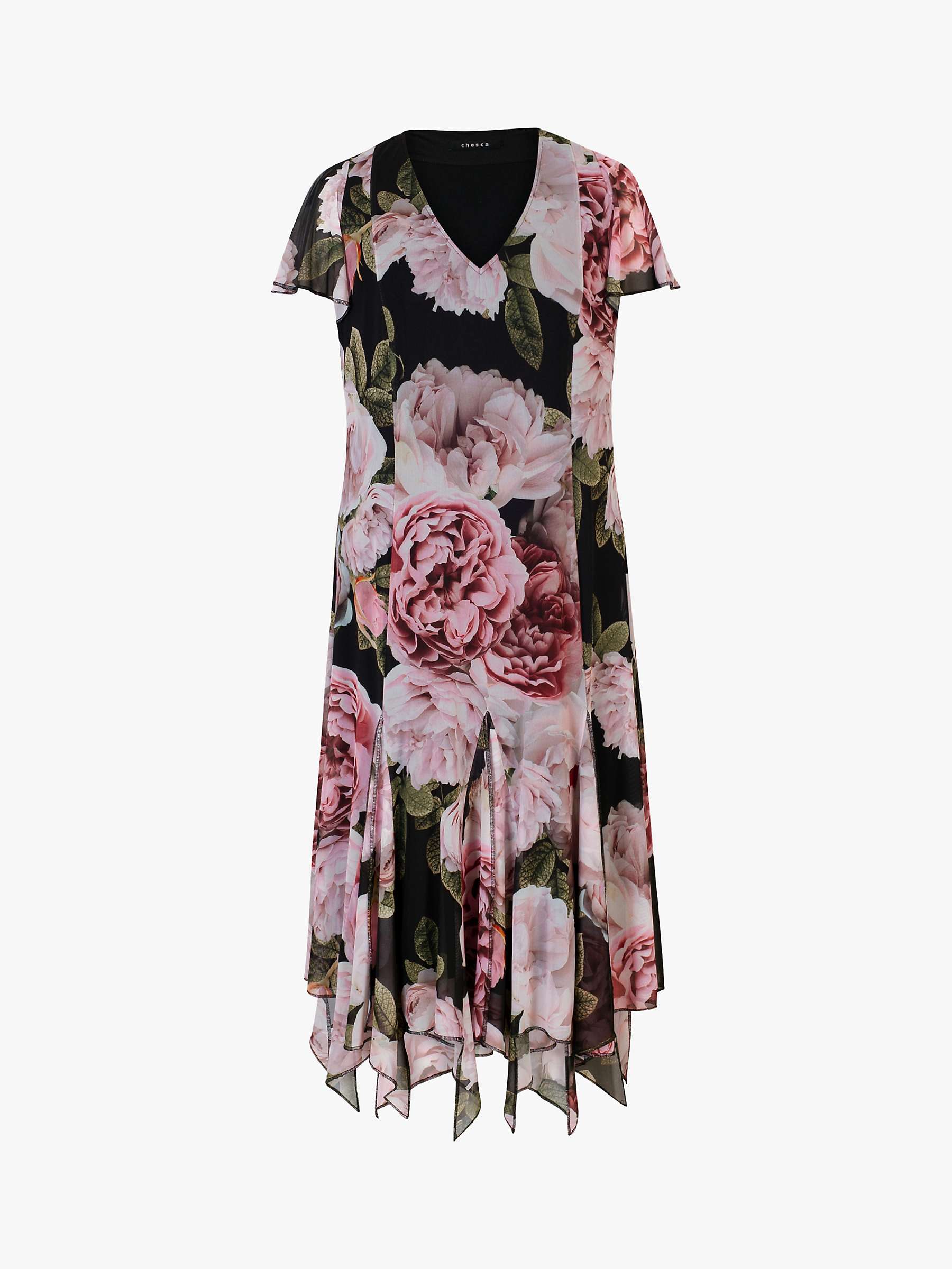 Buy chesca Curve Autumn Rose Print Dress, Black/Pink Online at johnlewis.com