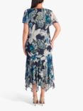 chesca Paris Mesh Midi Floral Dress, Navy/Multi