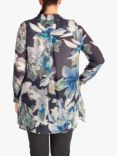 chesca Paris Abstract Floral Print Chiffon Shirt, Navy/Multi