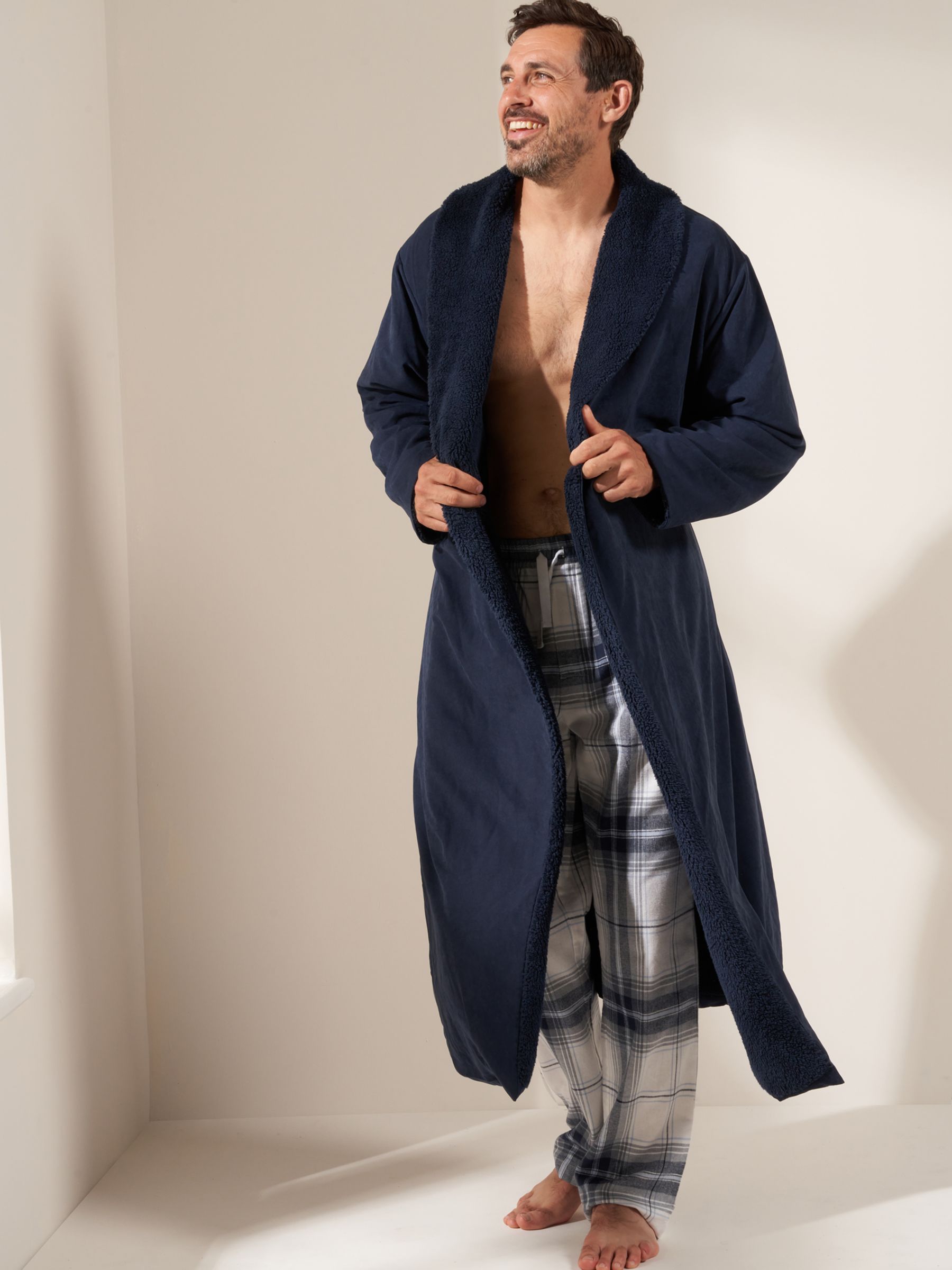 Truly Fleece Lined Dressing Gown, Midnight, S-M