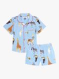 Their Nibs Kids' Wild Jungle Pyjamas, Blue Mid