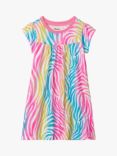 Hatley Kids' Rainbow Zebra Print Short Sleeve Night Dress, Multi