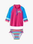Hatley Kids' Rainbow Swim Rash Set, Fuchsia/Multi