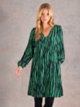 Ro&Zo Long Sleeve Zebra Print Tunic Dress, Green/Black