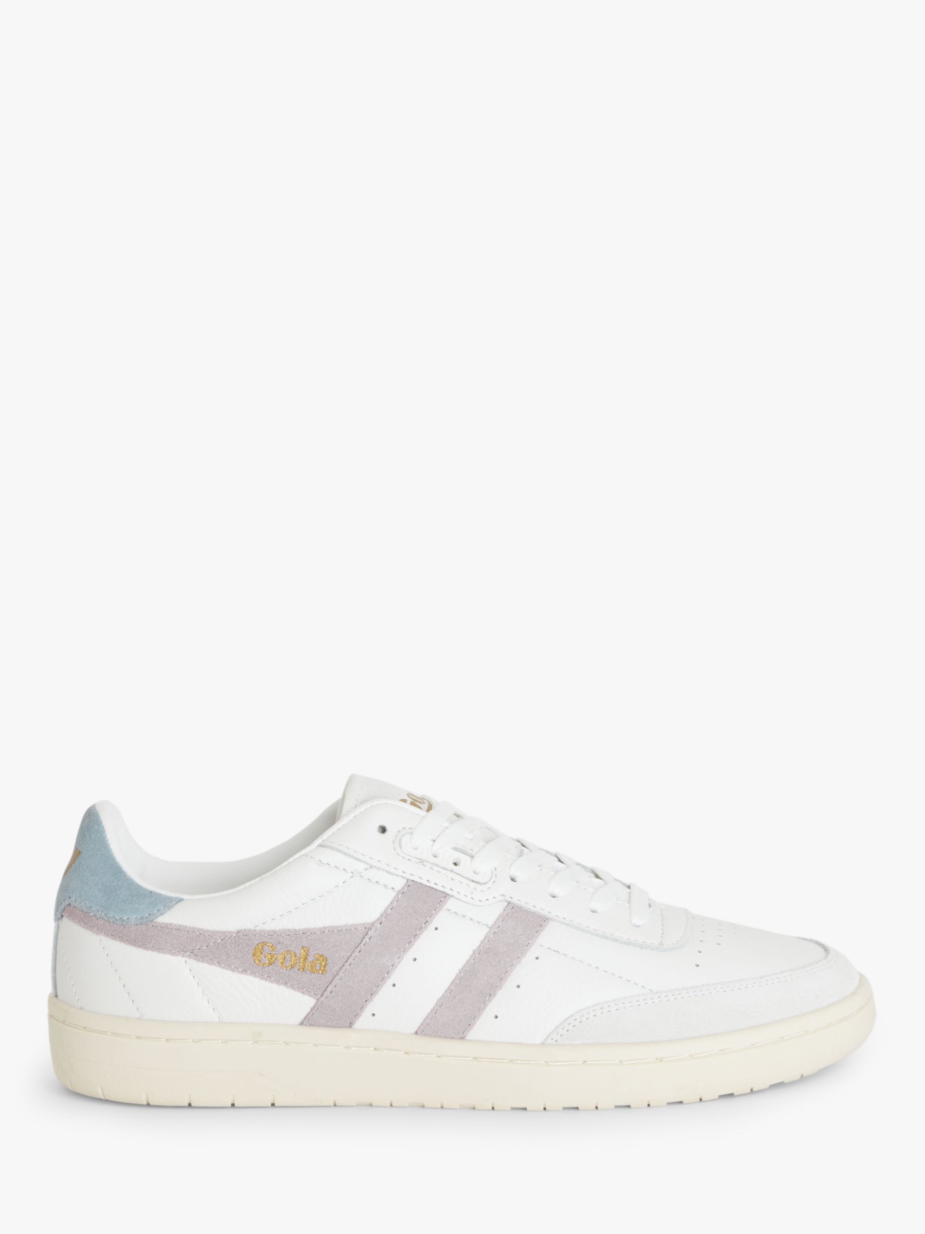 Gola Falcon Leather Trainers, White/Lily at John Lewis & Partners