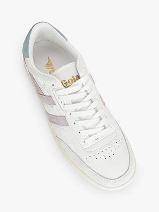 Gola Falcon Leather Trainers, White/Lily
