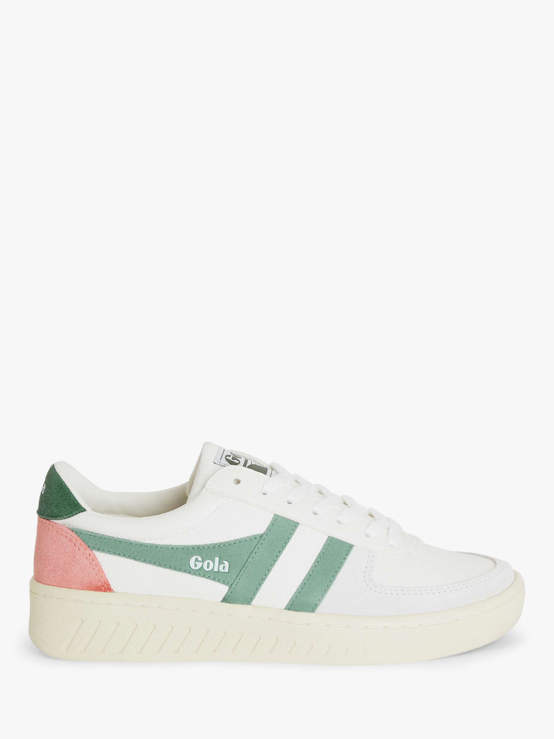 Gola Grandslam Leather Trainers, White/Green at John Lewis & Partners