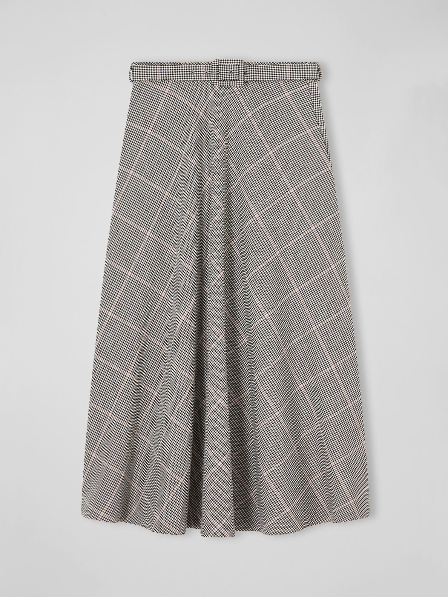 L.K.Bennett Mya Check Flared Midi Skirt, Multi, 6