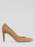 L.K.Bennett Floret Suede Wooden Heel Pointed Toe Court Shoes, Nutmeg