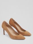 L.K.Bennett Floret Suede Wooden Heel Pointed Toe Court Shoes, Nutmeg