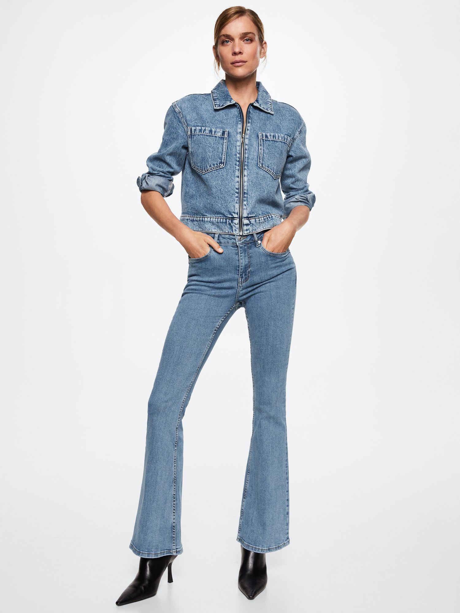 Mango Flared Jeans, Blue at John Lewis & Partners