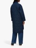 Whistles Longline Quilted Coat, Navy