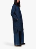 Whistles Longline Quilted Coat, Navy