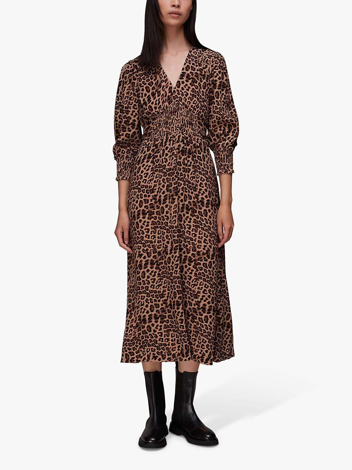 Buy Whistles Jungle Cheetah Shirred Dress, Multi Online at johnlewis.com