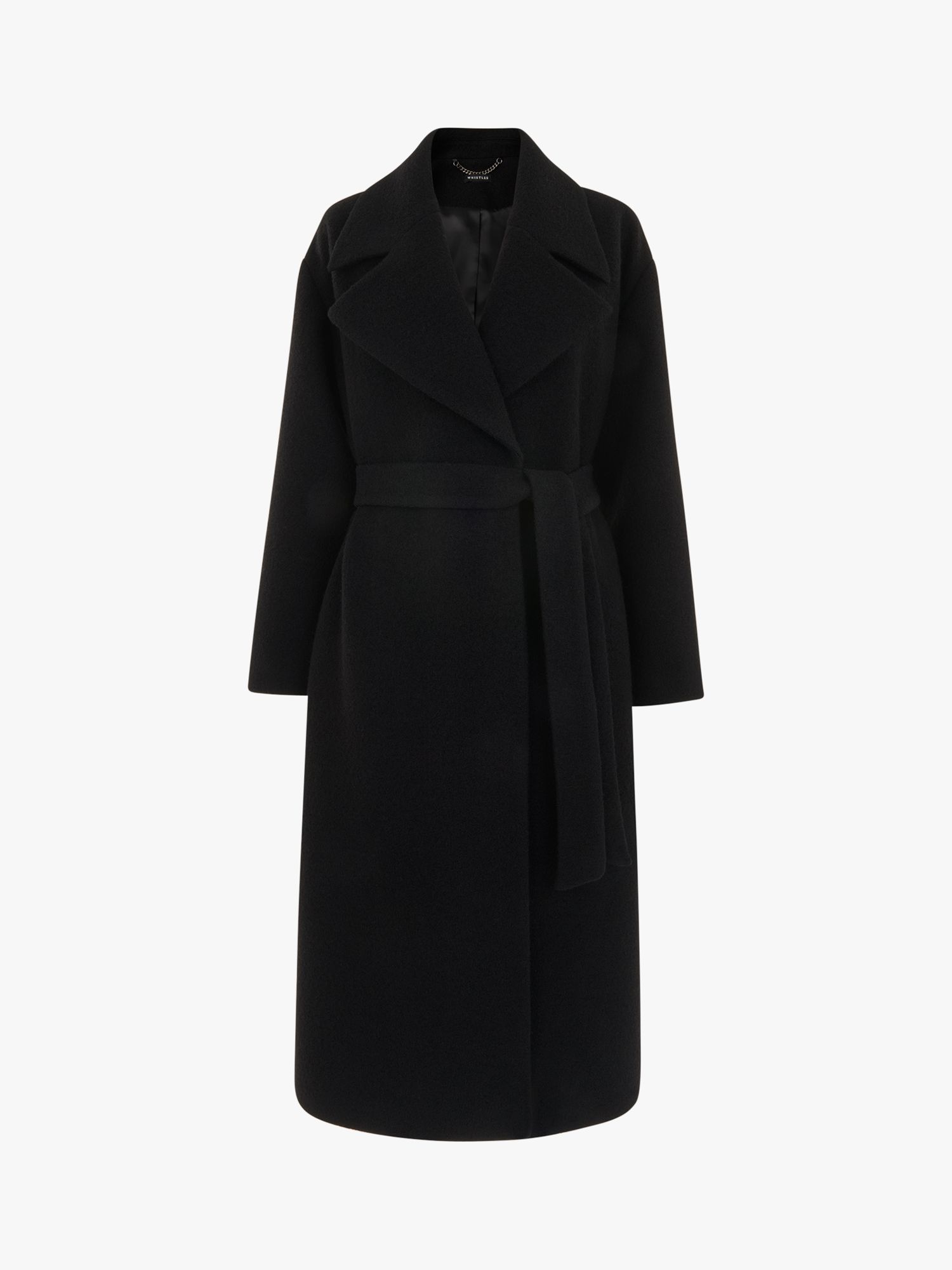 Whistles Lorna Wrap Wool Coat, Black at John Lewis & Partners