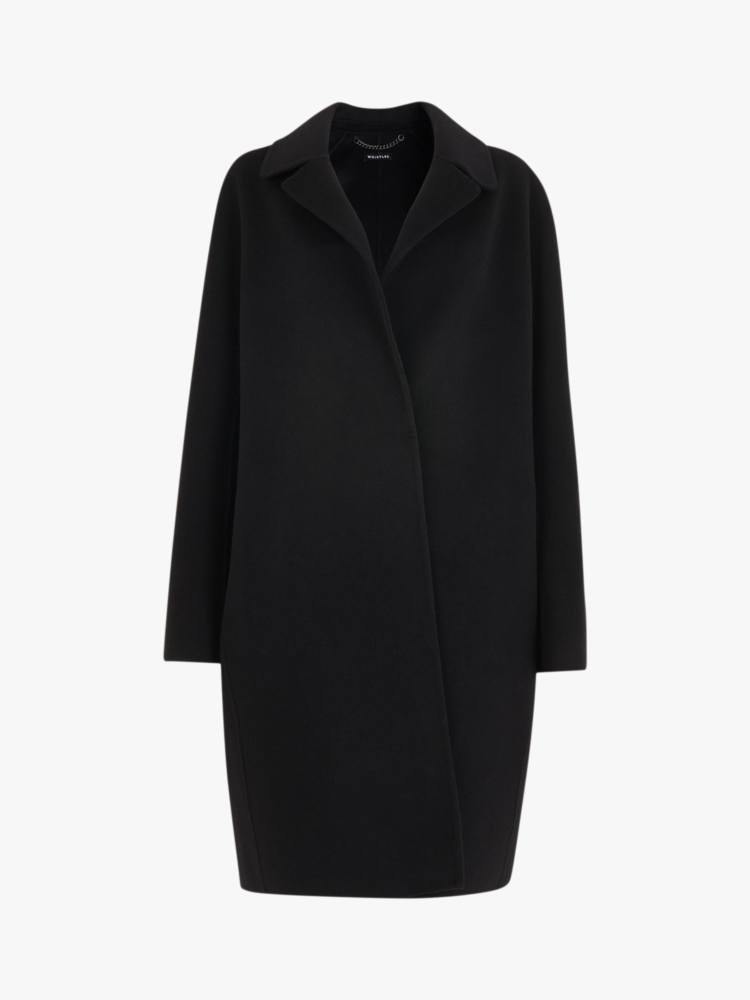 Whistles Double Faced Wool Blend Coat, Black at John Lewis & Partners