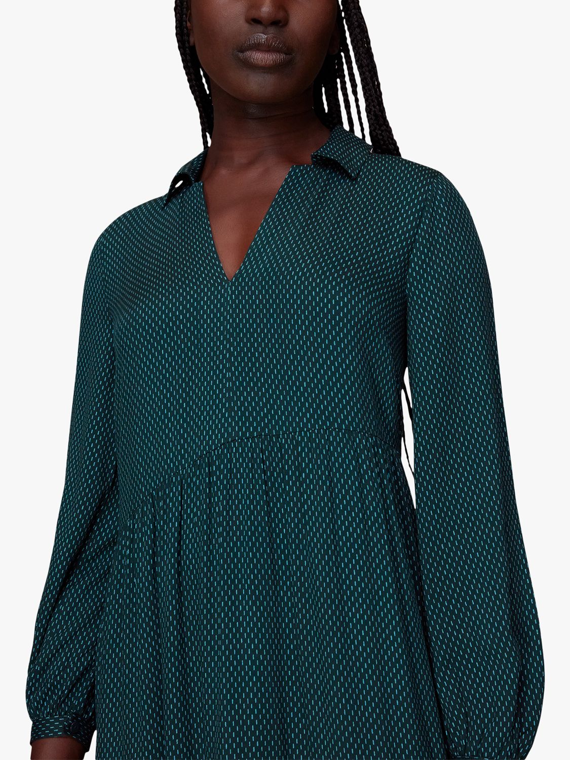 Buy Whistles Vertical Dash Trapeze Dress, Green Online at johnlewis.com
