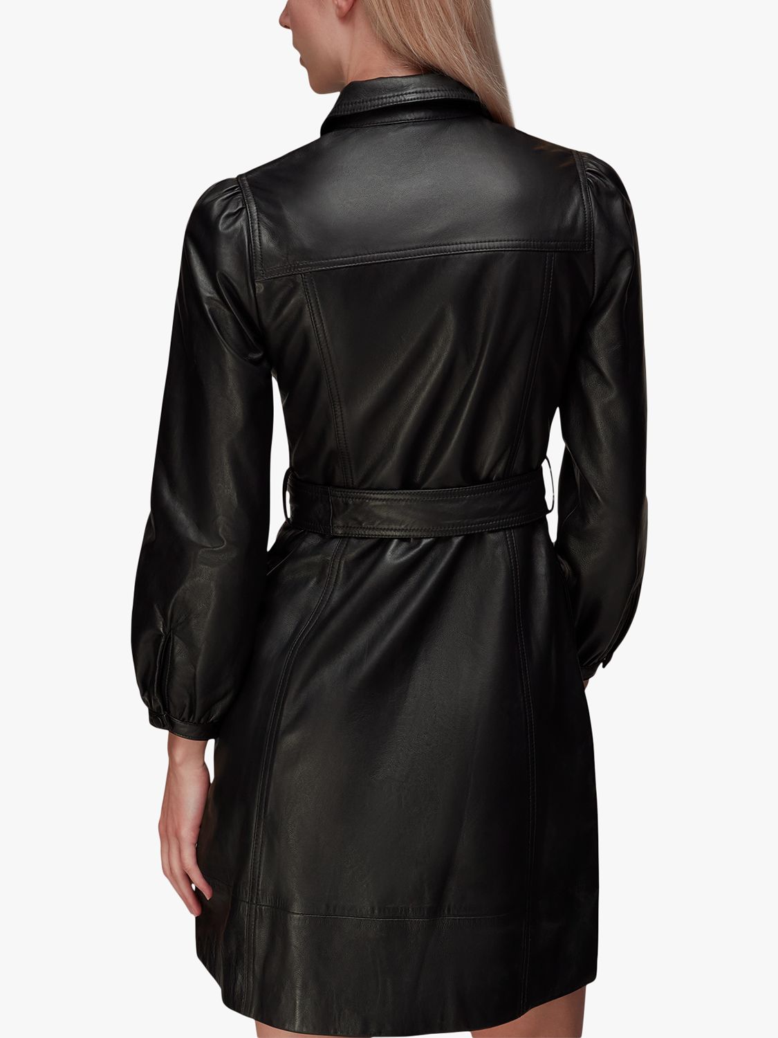 Black Phoebe Short Leather Dress, WHISTLES