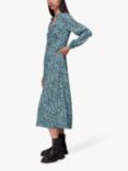 Whistles Fuzzy Leopard Print Midi Dress, Blue/Multi