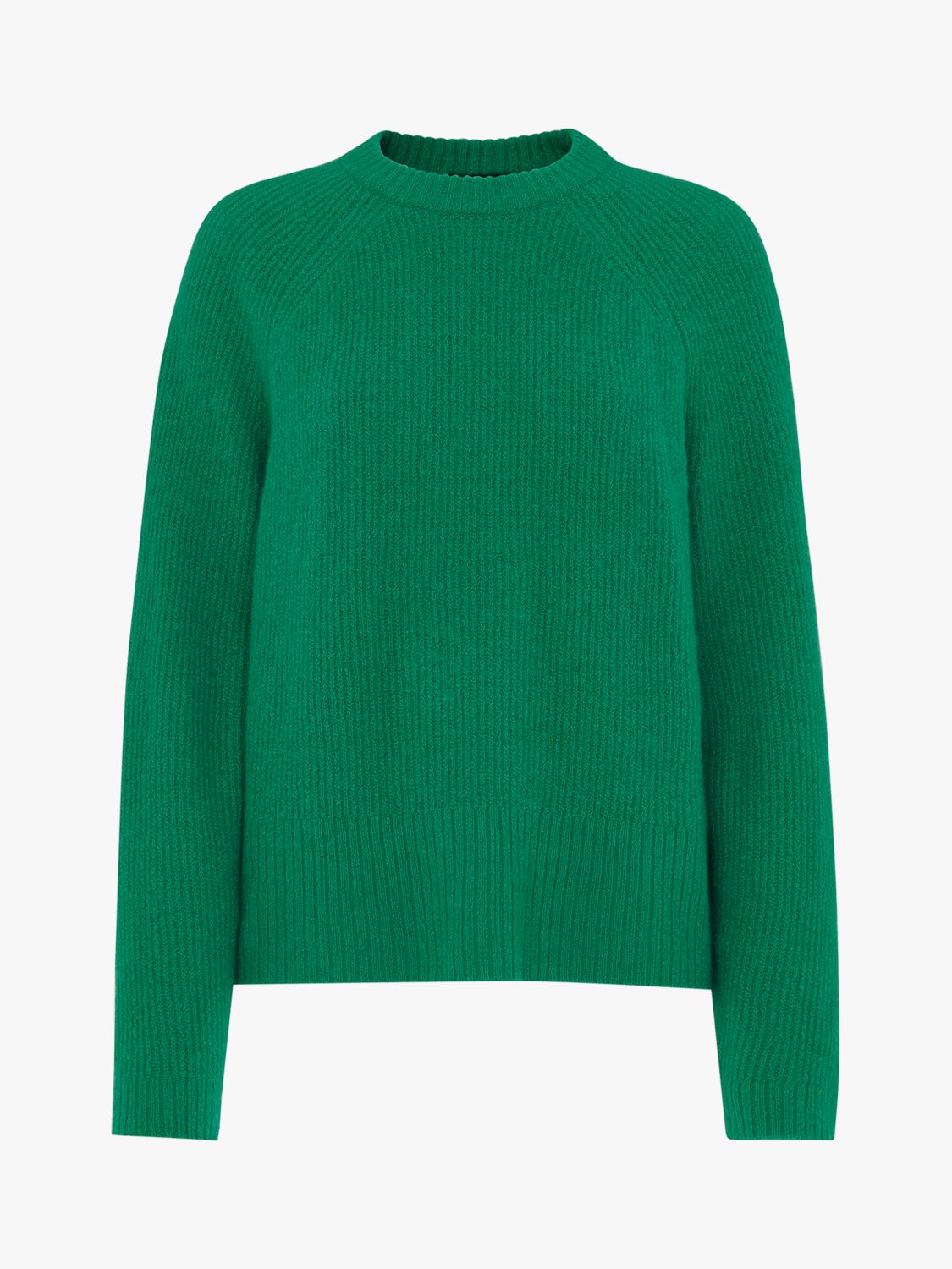 Whistles Frankie Ribbed Wool Blend Jumper, Green at John Lewis & Partners