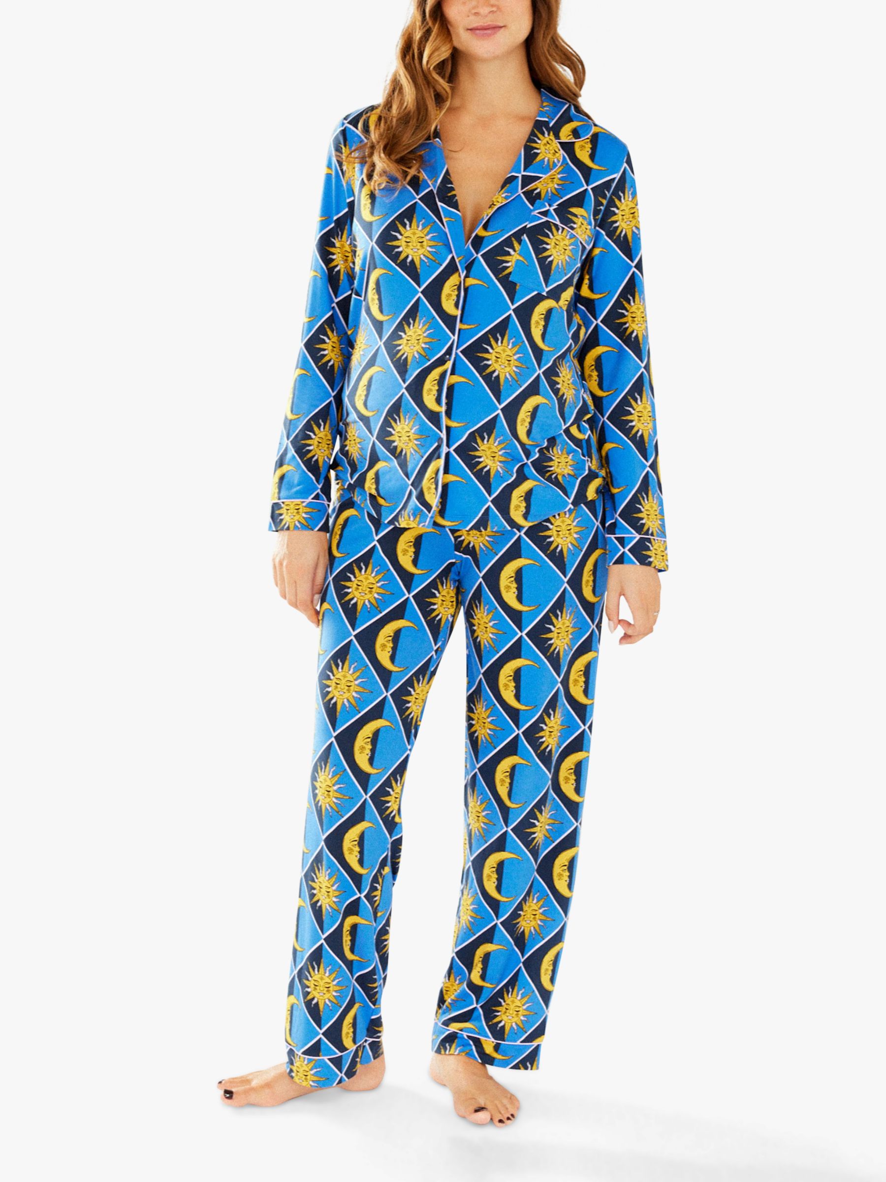 Chelsea Peers Maternity Moon and Sun Print Pyjamas, Blue at John Lewis ...