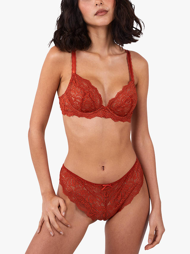 Wolf & Whistle Ariana Lace Plunge Bra, Ginger