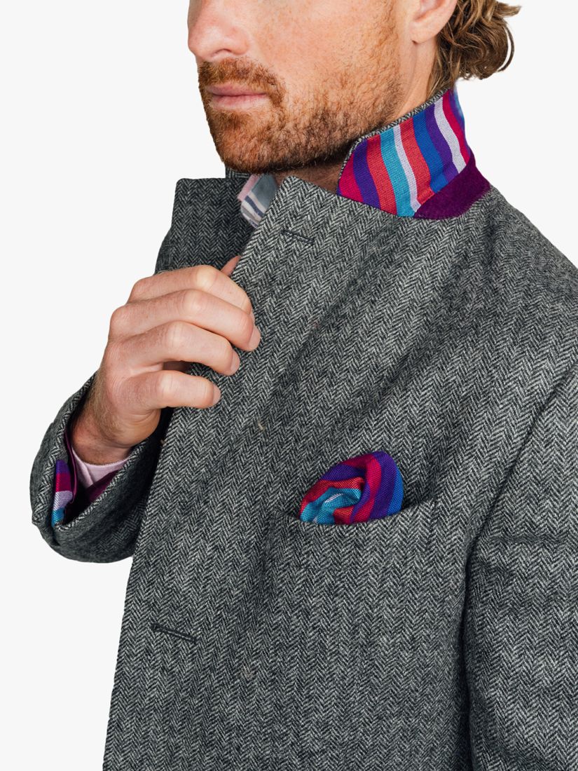 KOY Wool Herringbone Tailored Fit Overcoat, Charcoal, 38R