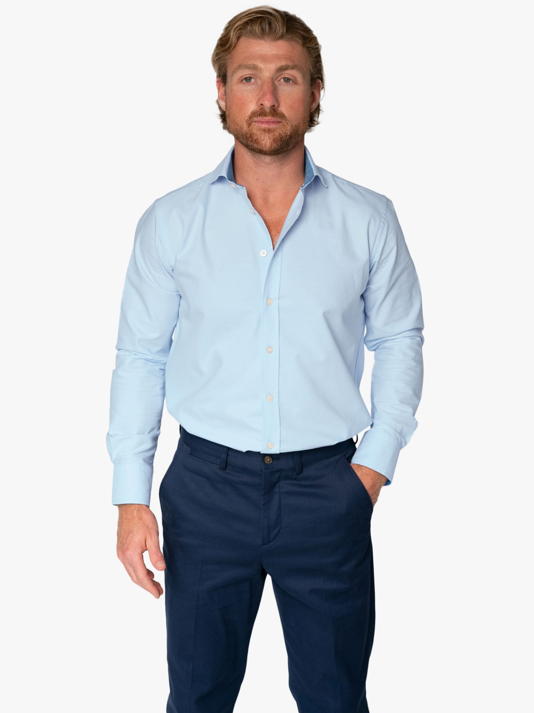 KOY Oxford Cotton Shirt, Blue Light, S